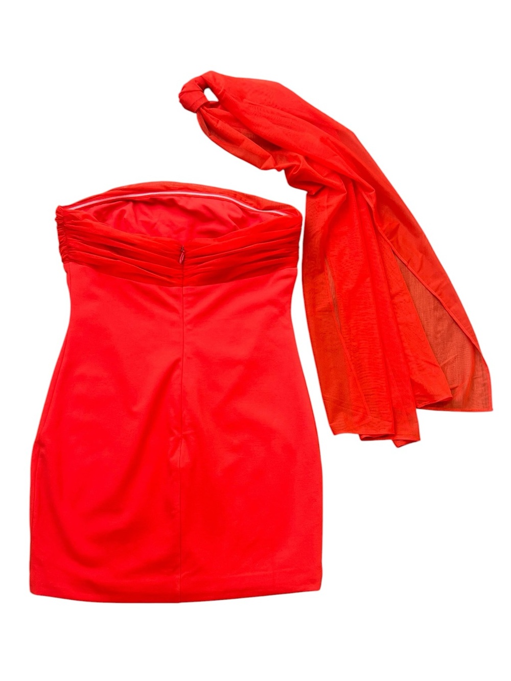 Revolve Superdown Women’s Felina Red Draped Neck Mini Dress with Dupatta Scarf - Picture 6 of 10